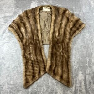 Vintage Tarlows San Jose California Light Brown Mink Fur Shawl Shoulder One Size